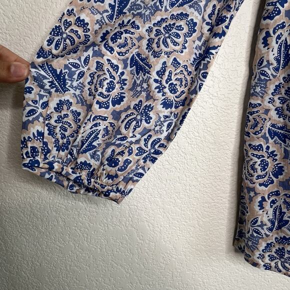 Anthropologie Banjanan Small Elise Top Ruffle Floral Button Up V-neck New R23 - Picture 3 of 8